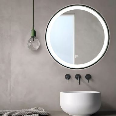DUSEL Зеркало LED Smart DE-M2071D Black Ø100 сенсорное включение, подогрев